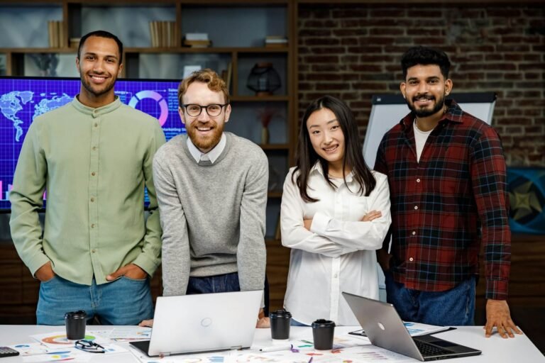 a team of young multinational business people are working on a startup new generation of startups